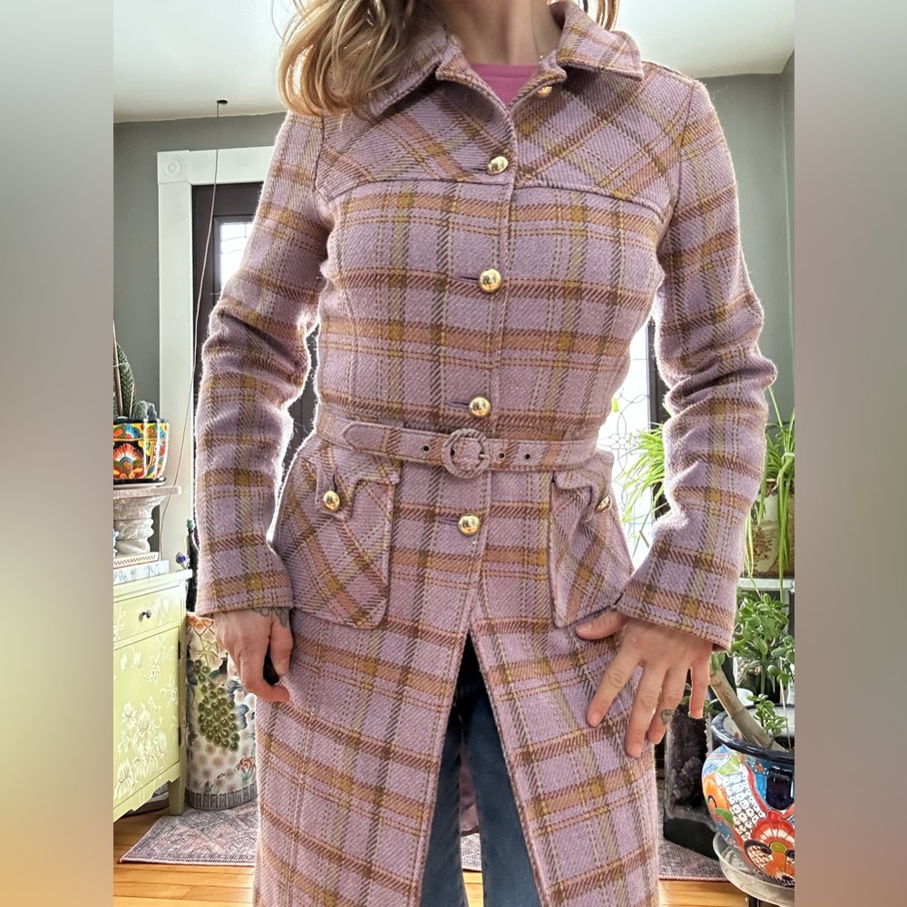 Wool Plaid Coat - Picture 2 of 7